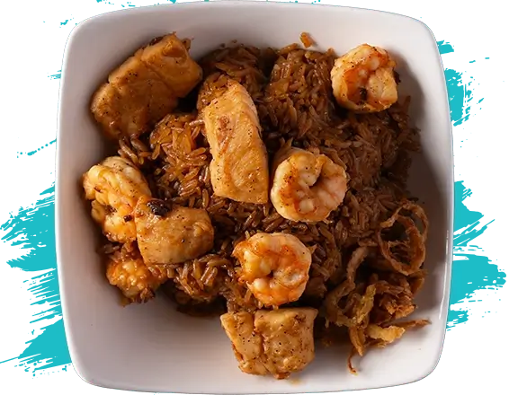 ارز صيادية مدفونة بالسمك و الجمبري