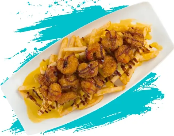 بطاطس مقلية بالجبنة و الجمبري